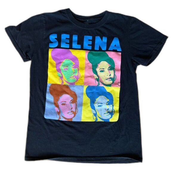 Selena Quintanilla Pop Art Graphic T-Shirt Black Tee Top size Mens Small - Picture 1 of 5